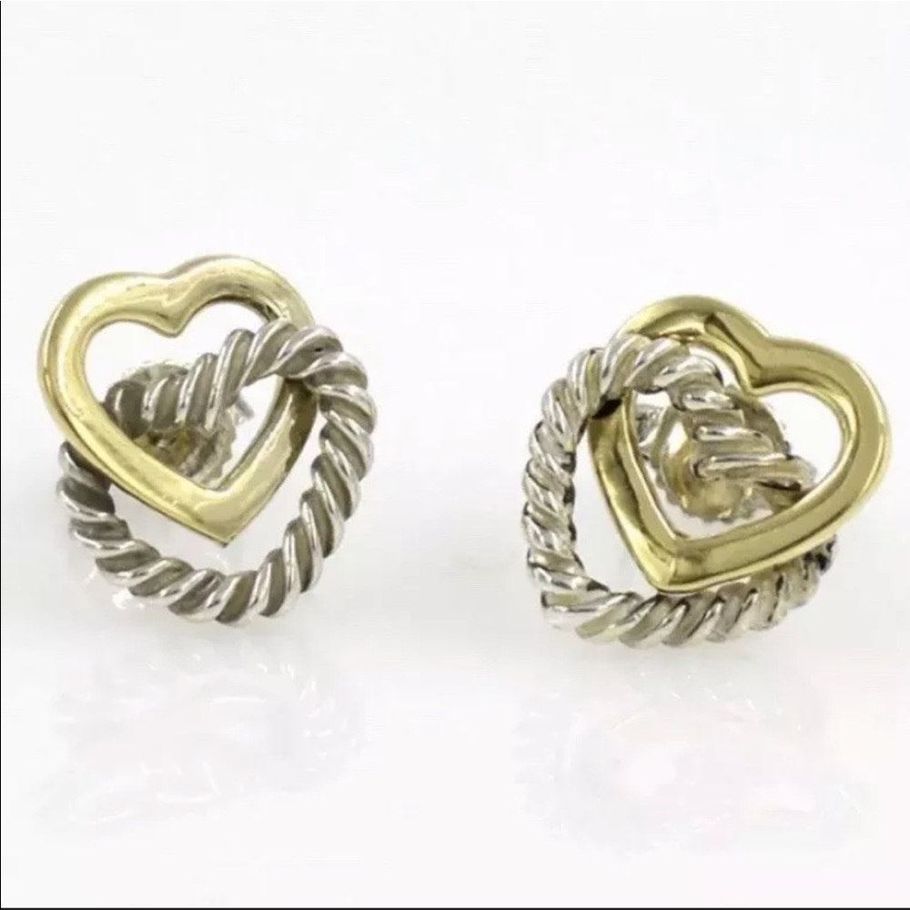 David Yurman Double Heart Earrings 18Kt & Silver